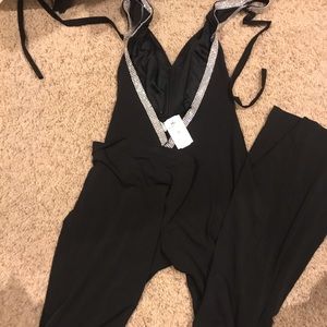 Black Rhinestone Jumpsuit
